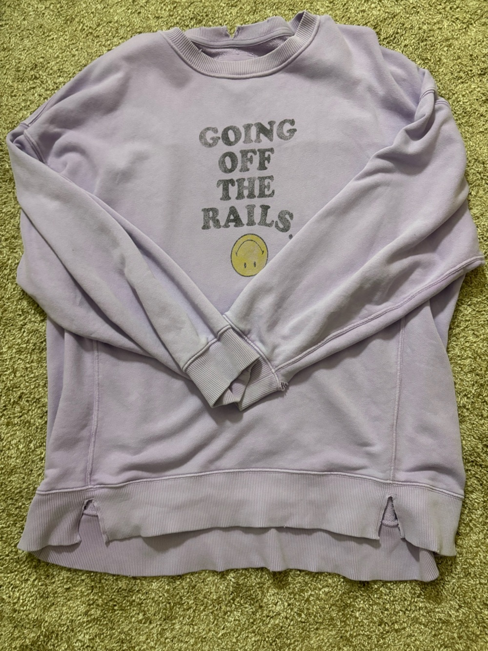 Lilac Pullover Sweatshirt with Graphic Smiley